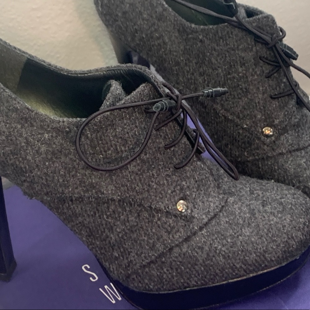 Stuart Weizmann Grey Flannel platform heals